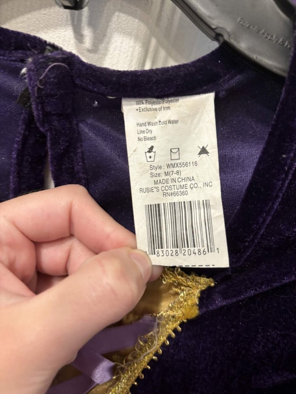 Rubie's Girls Renaissance Princess Medieval Costume Dress Medium 7-8 Purple Gold - Picture 4 of 9